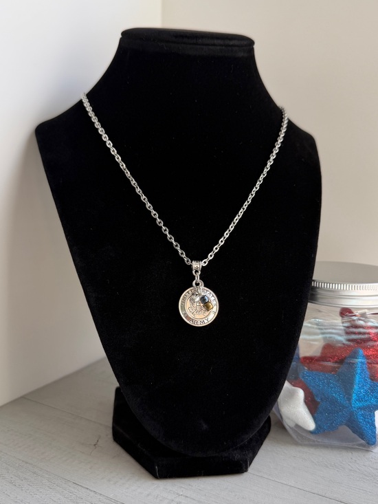 Handmade Jewelry - US Army Black & Gold Necklace 18-20" - Handmade, Hero Gift, US Army Jewelry